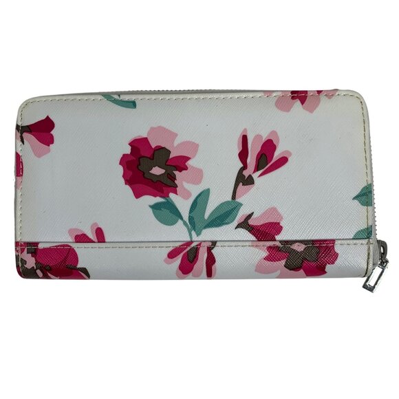 GUESS Pink/Green Floral Poppy Wildflower Zip Around Continental Wallet - Picture 7 of 9